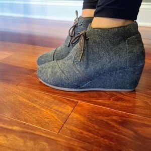 Toms Desert Wedge Lace Up Herringbone Booties, 8.5